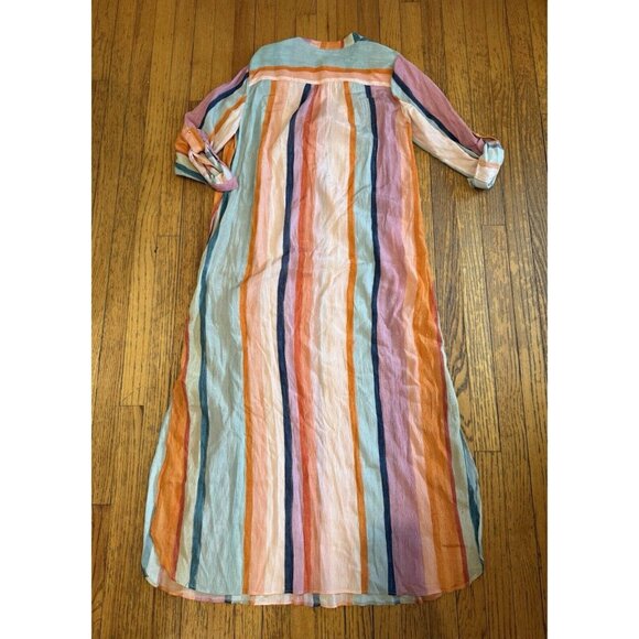 Soft Surroundings Striped Aruba Caftan Dress Large Maxi Boho Beachy EUC - Picture 7 of 11